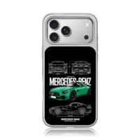 Green Mercedes AMG GTR blueprints iPhone 17 Pro Max Electroplated Silver Case1