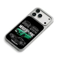 Green Mercedes AMG GTR blueprints iPhone 17 Pro Max Electroplated Silver Case2