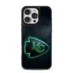 Green neon KC Chiefs team logo Phone Case for iPhone 11-17 & Samsung Galaxy S24-S26