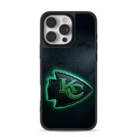 Green neon KC Chiefs team logo Phone Case for iPhone 11-17 & Samsung Galaxy S24-S26