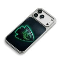 Green neon KC Chiefs team logo iPhone 17 Pro Max Electroplated Silver Case2