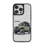 Green offroad Jeep Wrangler on sand iPhone 16 Pro Max Black Case