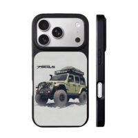 Green offroad Jeep Wrangler on sand iPhone 17 Pro Max Black Case