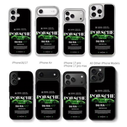Green Porsche 911 RS race drift art Chris Brown Phone Case Black Electroplated Silver For Iphone 11 To 17