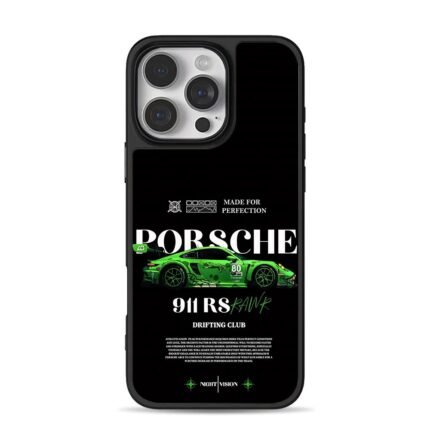 Green Porsche 911 RS race drift art iPhone 16 Pro Max Black Case