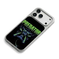 Green Predator alien monster art iPhone 17 Pro Max Electroplated Silver Case2