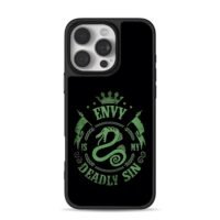Green snake envy deadly sin vintage crest iPhone 16 Pro Max Black Case