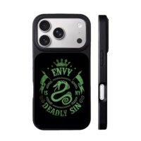 Green snake envy deadly sin vintage crest iPhone 17 Pro Max Black Case