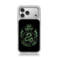 Green snake envy deadly sin vintage crest iPhone 17 Pro Max Electroplated Silver Case1
