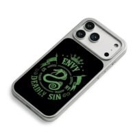 Green snake envy deadly sin vintage crest iPhone 17 Pro Max Electroplated Silver Case2