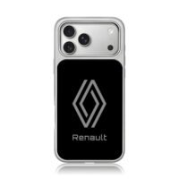 Grey Renault logo and brand text iPhone 17 Pro Max Electroplated Silver Case1