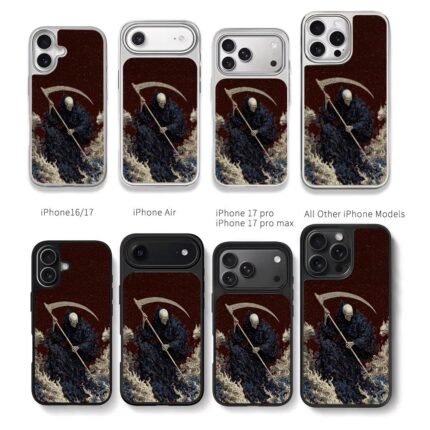 Grim Reaper scythe white wolves art Chris Brown Phone Case Black Electroplated Silver For Iphone 11 To 17