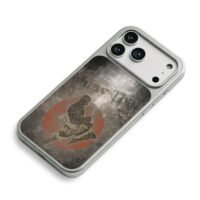 Grunge Muay Thai fighter kicking iPhone 17 Pro Max Electroplated Silver Case2