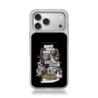 GTA III art with characters and car iPhone 17 Pro Max Electroplated Silver Case1