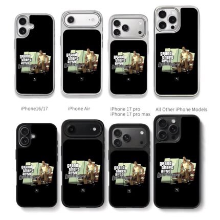 GTA San Andreas man with gun on car Chris Brown Phone Case Black Electroplated Silver For Iphone 11 To 17