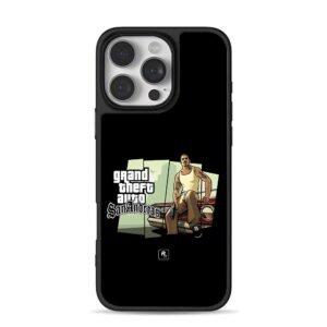 GTA San Andreas man with gun on car Phone Case for iPhone 11-17 & Samsung Galaxy S24-S26