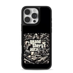 GTA V gangsters cars guns game art Phone Case for iPhone 11-17 & Samsung Galaxy S24-S26