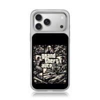 GTA V gangsters cars guns game art iPhone 17 Pro Max Electroplated Silver Case1
