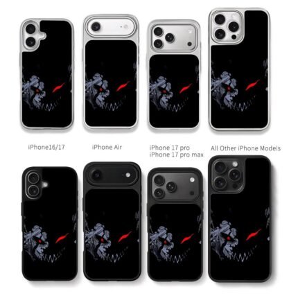 Half face Gengar with red eyes Chris Brown Phone Case Black Electroplated Silver For Iphone 11 To 17