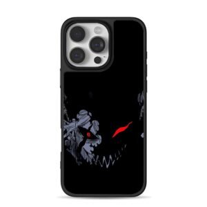 Half face Gengar with red eyes iPhone 16 Pro Max Black Case
