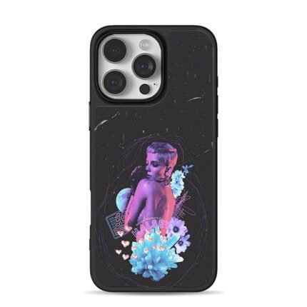 Halsey synth woman flowers hearts iPhone 16 Pro Max Black Case