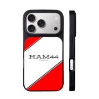 HAM44 Lewis Hamilton red white diag iPhone 17 Pro Max Black Case