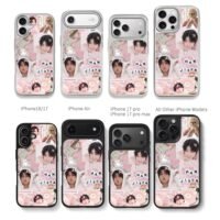 Han Jisung SKZ pink cute collage Chris Brown Phone Case Black Electroplated Silver For Iphone 11 To 17