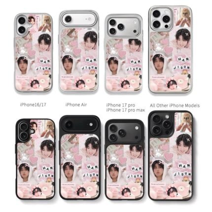 Han Jisung SKZ pink cute collage Chris Brown Phone Case Black Electroplated Silver For Iphone 11 To 17