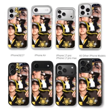 Han Jisung Stray Kids collage Chris Brown Phone Case Black Electroplated Silver For Iphone 11 To 17