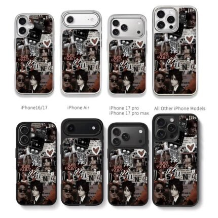 Han Jisung Stray Kids dark collage Chris Brown Phone Case Black Electroplated Silver For Iphone 11 To 17