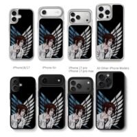 Hanji Zoe AOT Survey Corps wings Chris Brown Phone Case Black Electroplated Silver For Iphone 11 To 17