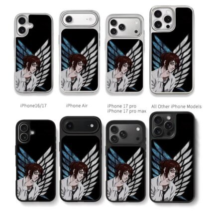 Hanji Zoe AOT Survey Corps wings Chris Brown Phone Case Black Electroplated Silver For Iphone 11 To 17