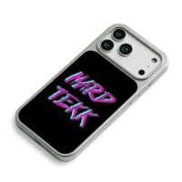 HARD TEKK pink blue graffiti text iPhone 17 Pro Max Electroplated Silver Case2