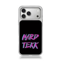 HARD TEKK pink cyan brush graffiti text iPhone 17 Pro Max Electroplated Silver Case1