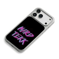 HARD TEKK pink cyan brush graffiti text iPhone 17 Pro Max Electroplated Silver Case2