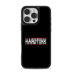 HARDTEKK glitched red white text iPhone 16 Pro Max Black Case