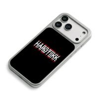 HARDTEKK glitched red white text iPhone 17 Pro Max Electroplated Silver Case2