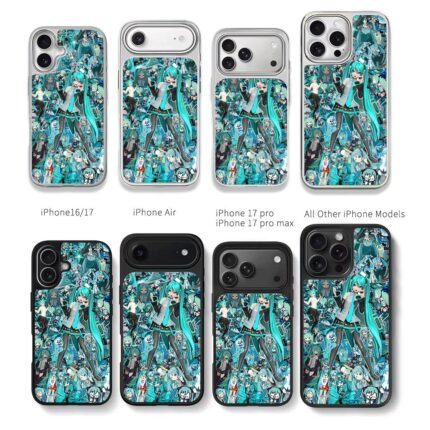 Hatsune Miku anime collage art Chris Brown Phone Case Black Electroplated Silver For Iphone 11 To 17