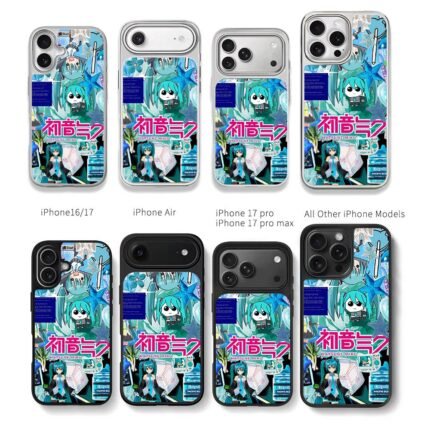 Hatsune Miku blue anime collage art Chris Brown Phone Case Black Electroplated Silver For Iphone 11 To 17