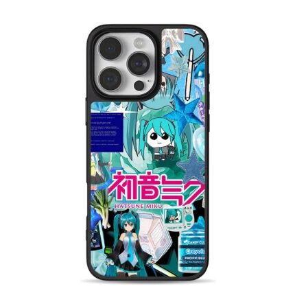 Hatsune Miku blue anime collage art iPhone 16 Pro Max Black Case