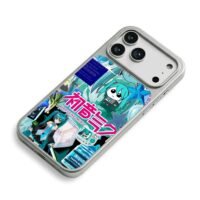 Hatsune Miku blue anime collage art iPhone 17 Pro Max Electroplated Silver Case2