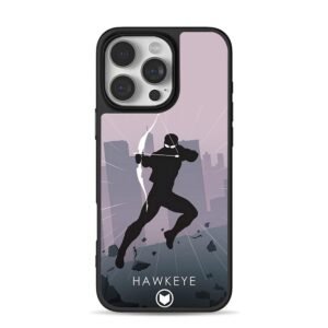 Hawkeye firing bow in city ruins iPhone 16 Pro Max Black Case