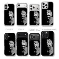 Heath Ledger Joker monochrome art Chris Brown Phone Case Black Electroplated Silver For Iphone 11 To 17
