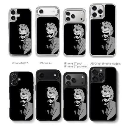 Heath Ledger Joker monochrome art Chris Brown Phone Case Black Electroplated Silver For Iphone 11 To 17