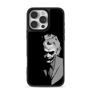Heath Ledger Joker monochrome art iPhone 16 Pro Max Black Case