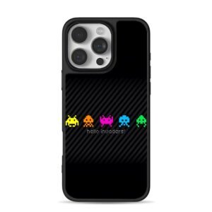 Hello Space Invaders pixel art Phone Case for iPhone 11-17 & Samsung Galaxy S24-S26
