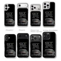 Holographic GTR and Nissan GT-R rear Chris Brown Phone Case Black Electroplated Silver For Iphone 11 To 17