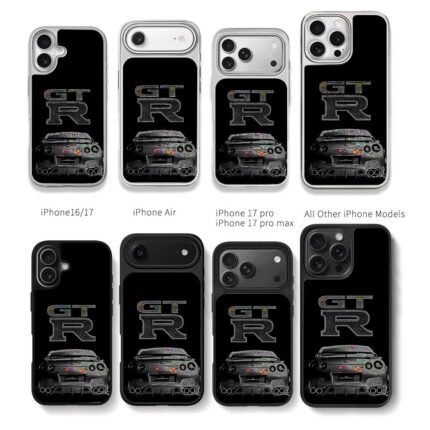 Holographic GTR and Nissan GT-R rear Chris Brown Phone Case Black Electroplated Silver For Iphone 11 To 17