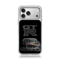 Holographic GTR and Nissan GT-R rear iPhone 17 Pro Max Electroplated Silver Case1