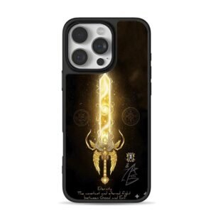 Holy golden winged sword runes iPhone 16 Pro Max Black Case